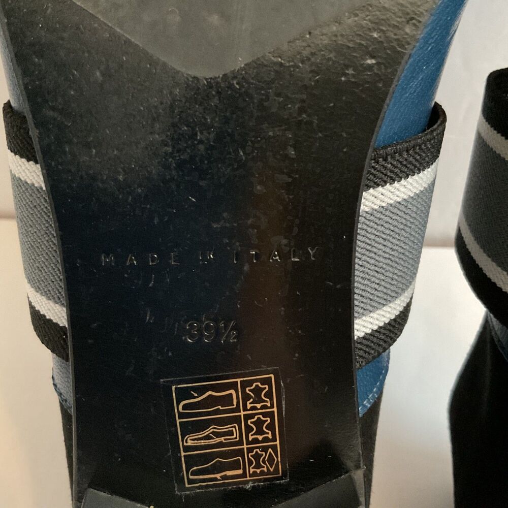 M.Gemi The Ballare Ballet Flats 39.5 US 8.5 Leather Blue Square Toe Italy Luxe - Picture 9 of 10